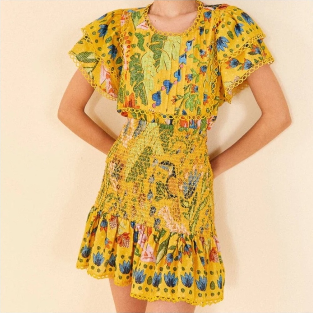 FARM Rio Yellow Summer Garden Mini Skirt - Picture 3 of 11